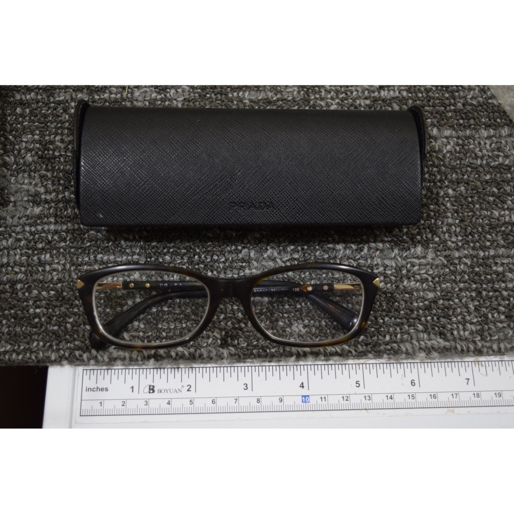 Prada Eyeglasses VPR04P 2AU-1O1 Frame Italy 52-17-135 Brown Tortoise / Gold